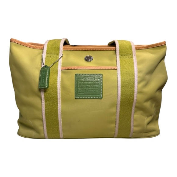 Coach Hampton Weekend Nylon Tote HandBag Lime Green IR5656 - Picture 1 of 12
